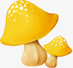 手绘卡通黄色蘑菇装饰素材