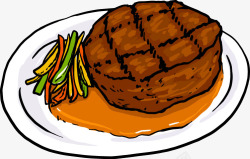 西餐肉类卡通美味的西餐牛排矢量图高清图片