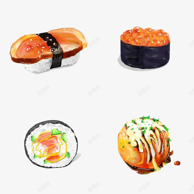 2017日式料理寿司与汉堡png免抠素材_新图网 https://ixintu.com 2017 寿司 料理 汉堡 食物