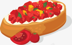 精致西餐小食番茄沙拉卡通风格开胃菜矢量图高清图片