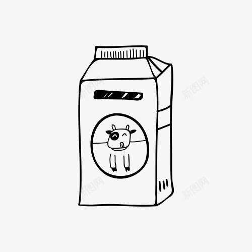 手绘牛奶盒png免抠素材_新图网 https://ixintu.com png图形 png装饰 手绘 牛奶盒 装饰 黑色
