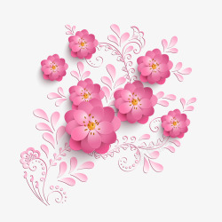 小清新手绘信封浪漫粉色鲜花植物高清图片
