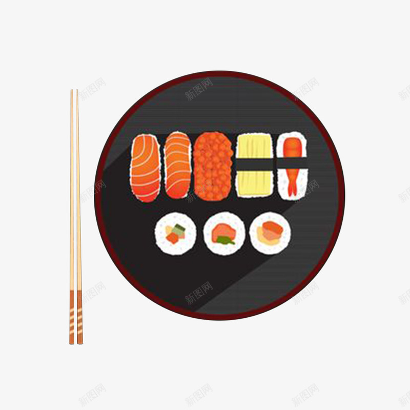 寿司食物png免抠素材_新图网 https://ixintu.com 吃的 大虾 寿司 日式菜单 漆盘 生鱼片 筷子 米饭 食物 餐具