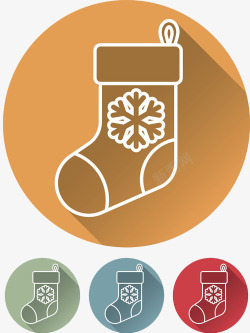 扁平化圣诞老人滑雪圣诞袜子扁平化风格图标高清图片