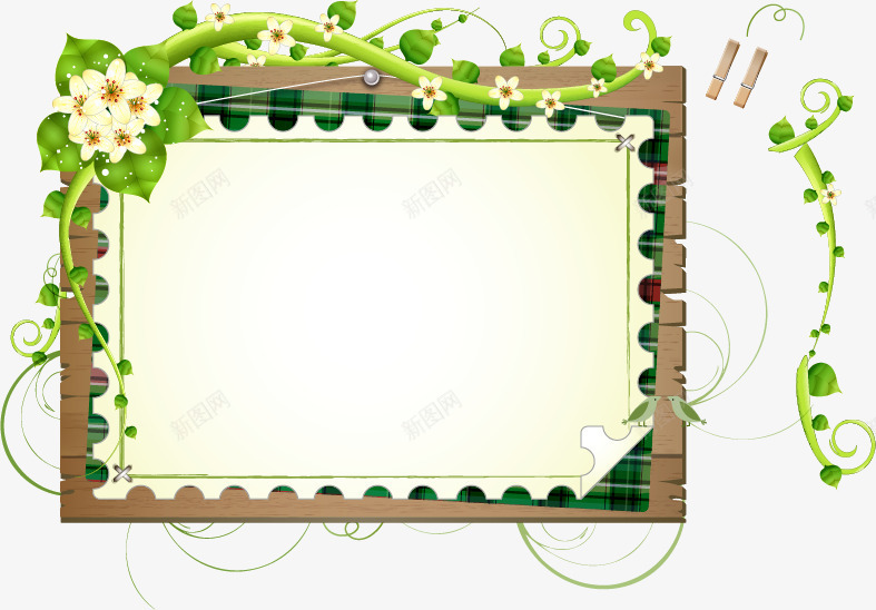 绿色花卉装饰框png免抠素材_新图网 https://ixintu.com 平面设计 彩色 模板 浪漫 矢量素材 花 花卉 花朵 花纹 边框
