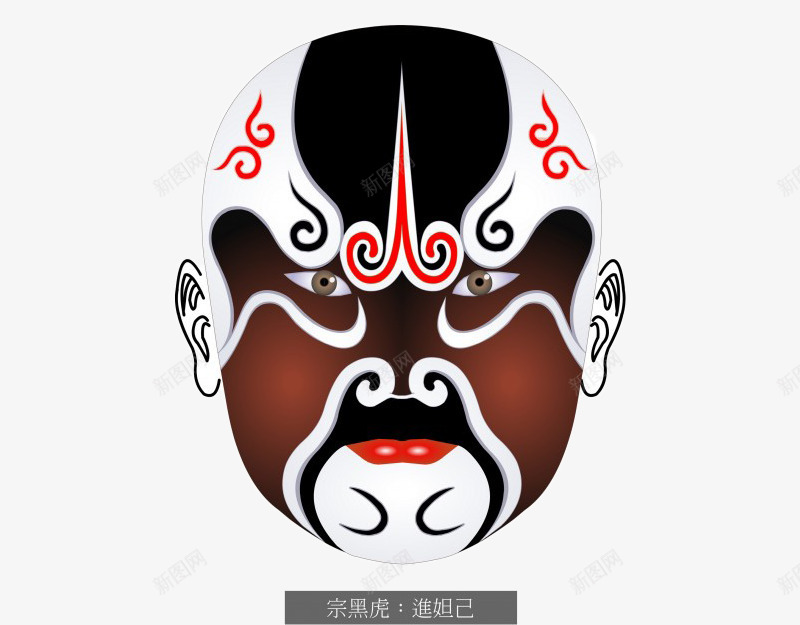 手绘脸谱png免抠素材_新图网 https://ixintu.com 一张 卡通 手绘 棕色 白色 简图 脸谱 花纹
