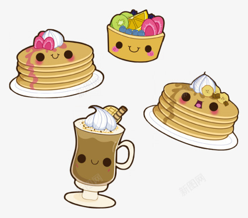 日式可爱蛋糕组合png免抠素材_新图网 https://ixintu.com 卡通食物 可爱食品 可爱食物