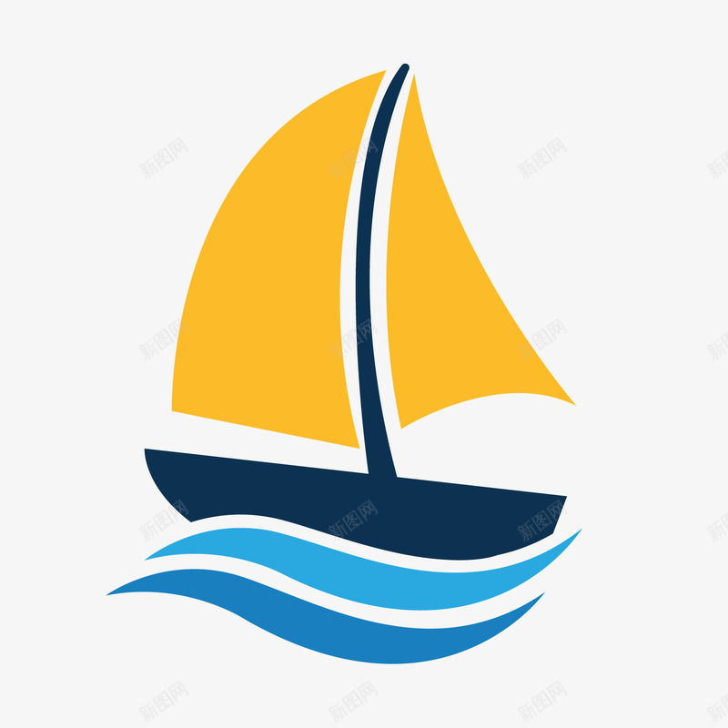 卡通帆船标签png免抠素材_新图网 https://ixintu.com 卡通小船 卡通帆船 帆船标签 背景装饰 黄色帆船