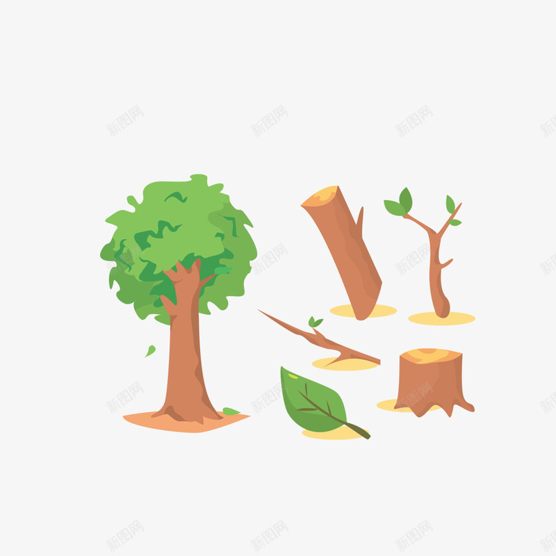 砍伐树木png免抠素材_新图网 https://ixintu.com PNG图形 手绘 树木 砍伐 绿树 装饰