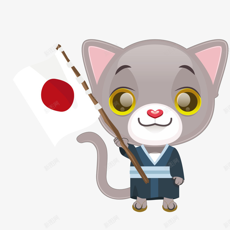日本猫png免抠素材_新图网 https://ixintu.com 和服 旗帜 日式 装饰