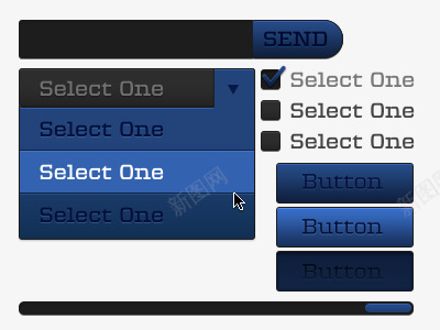 UI按钮图标png_新图网 https://ixintu.com 下拉菜单 按钮 控件 搜索栏