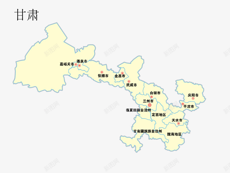 甘肃地图png免抠素材_新图网 https://ixintu.com 地图 甘肃 黄色