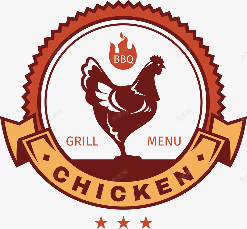 鸡肉餐饮标签png免抠素材_新图网 https://ixintu.com 烤肉 烧烤 矢量标签 菜单 锯齿 食品 餐饮 鸡肉