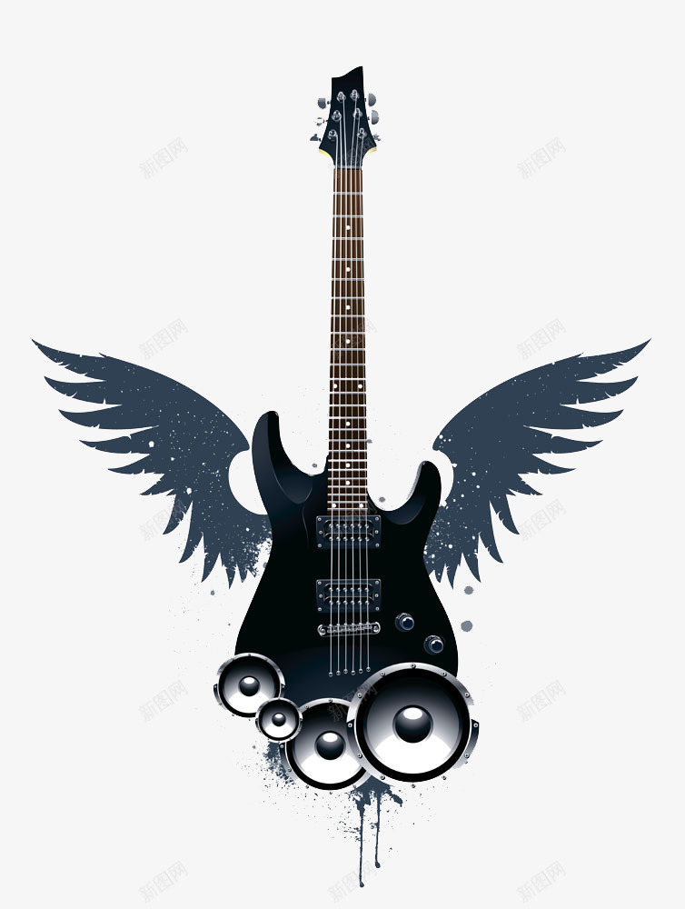 翅膀与吉它png免抠素材_新图网 https://ixintu.com 翅膀与吉它素材翅膀与吉它模板下载蓝色图案翅膀吉它乐器影音娱乐