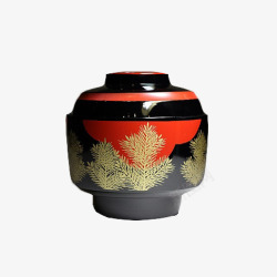 日本漆器莳绘花卉纹茶叶罐素材