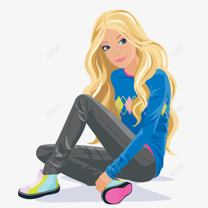 坐着的女孩png免抠素材_新图网 https://ixintu.com PNG图形 PNG装饰 人物 卡通 坐着的小朋友 女孩 装饰