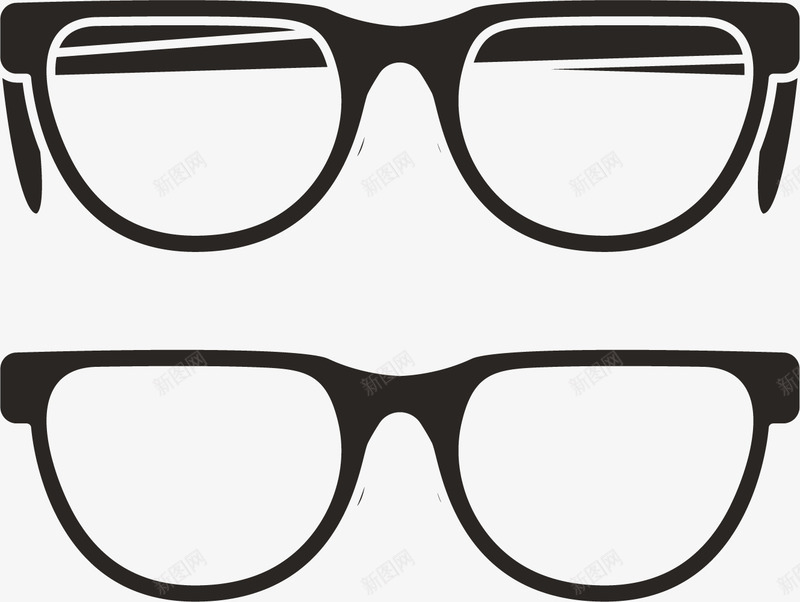 黑色卡通框架眼镜png免抠素材_新图网 https://ixintu.com 卡通风格 框架眼镜 眼睛验光 矢量验光 验光 黑色