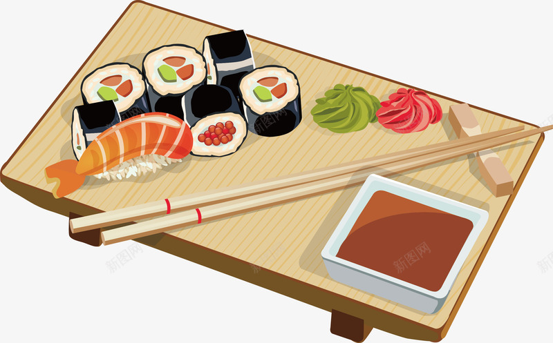 日式寿司png免抠素材_新图网 https://ixintu.com 寿司 小矮桌 日本料理 美食 食物