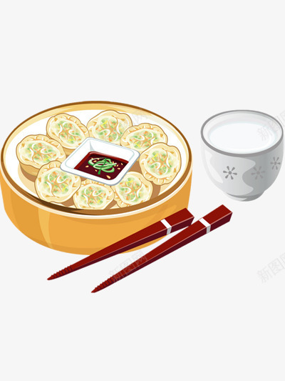 饺子png免抠素材_新图网 https://ixintu.com 卡通图片 卡通饺子 筷子 食物 饺子