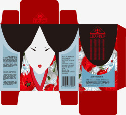 红色日式印花包装矢量图素材