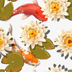 日式鲤鱼插画素材库睡莲和鲤鱼插画矢量图高清图片