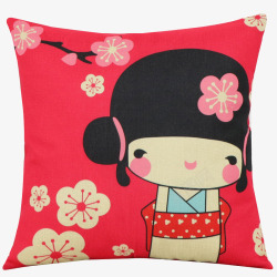 日本式棉麻抱枕靠垫办公室腰靠背沙发高清图片