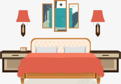 粉色卧室欧式风格卧室矢量图高清图片