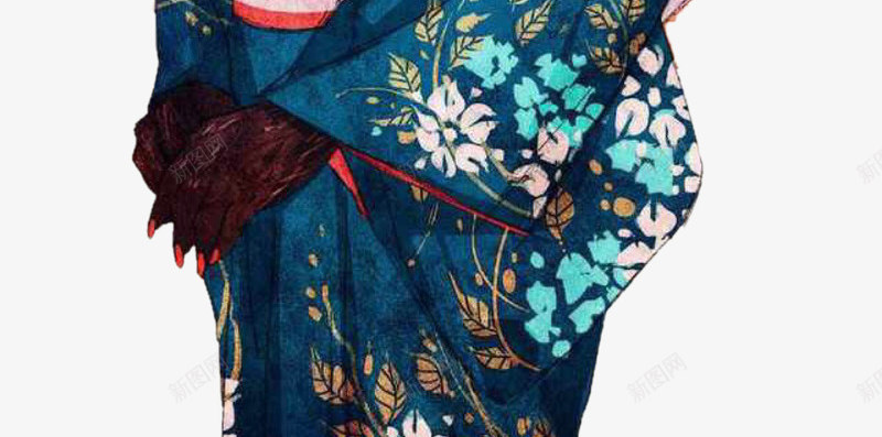 和服狐狸png免抠素材_新图网 https://ixintu.com 动物 手绘 日式 日本和服 狐狸 红色 蓝色和服 衣服