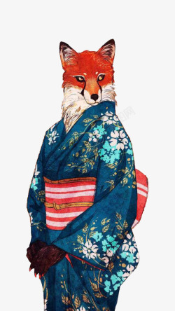 日本狐狸和服狐狸高清图片