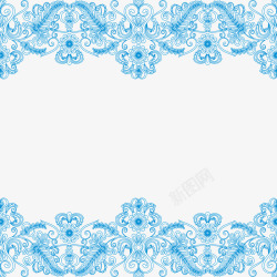 文艺温馨蓝色花纹装饰高清图片