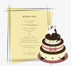婚礼蛋糕菜单矢量图海报
