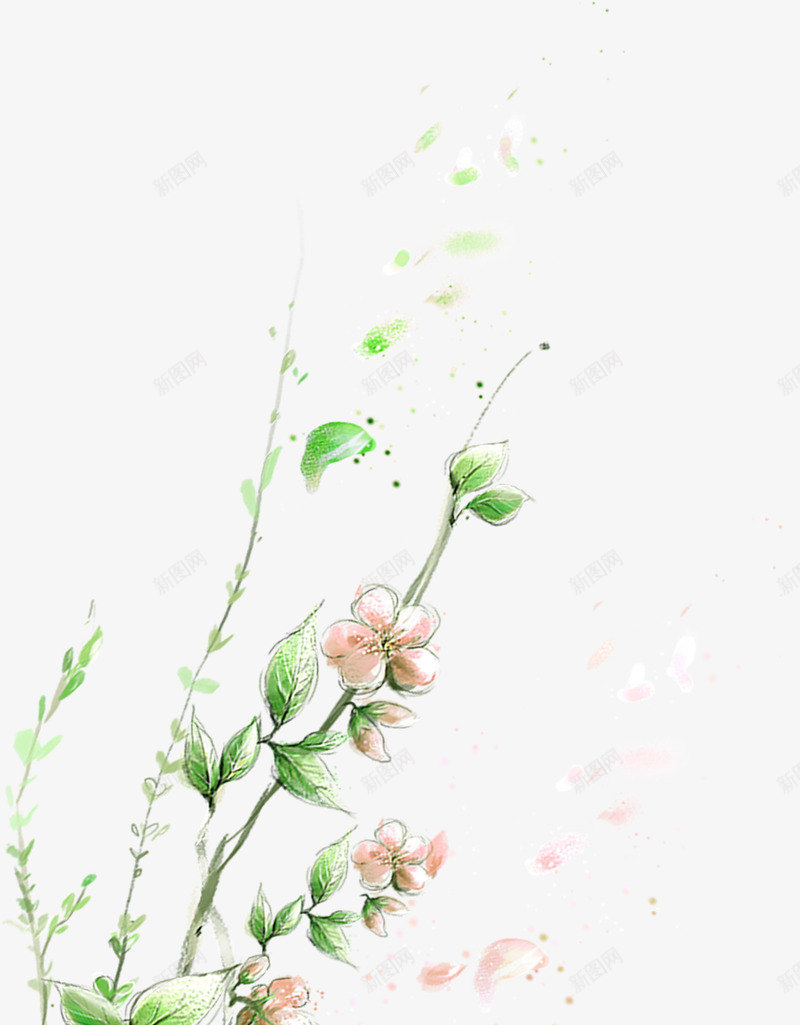 清新花朵植物装饰手绘png免抠素材_新图网 https://ixintu.com 植物 清新 花朵 装饰