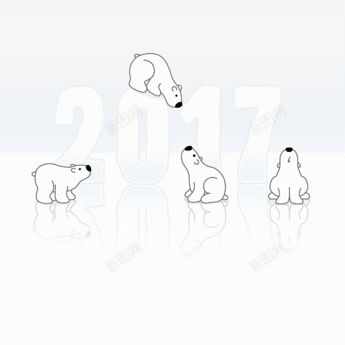 2017新年卡通北极熊png免抠素材_新图网 https://ixintu.com 2017 北极熊 卡通图片 新年