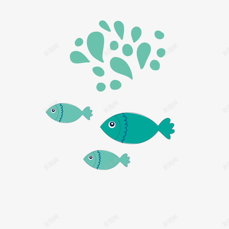 绿色的小鱼png免抠素材_新图网 https://ixintu.com PNG图形 卡通 小鱼 手绘 绿色 装饰