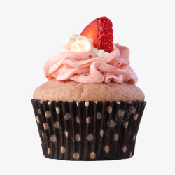 清新食物背景草莓纸杯蛋糕高清图片