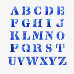 26个蓝色水彩字母矢量图素材