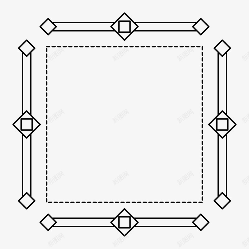 正方形图形png免抠素材_新图网 https://ixintu.com 线条 背景 边框 黑色