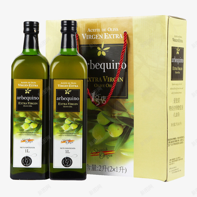 橄榄油礼盒装png免抠素材_新图网 https://ixintu.com 两瓶 大气礼盒 实物展示 橄榄油 绿色