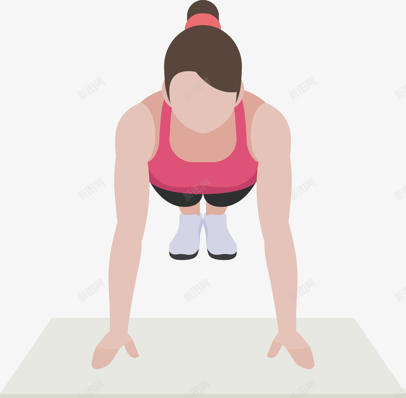 美女教练双手俯卧撑运动png免抠素材_新图网 https://ixintu.com 体力 健康 健身 运动 锻炼