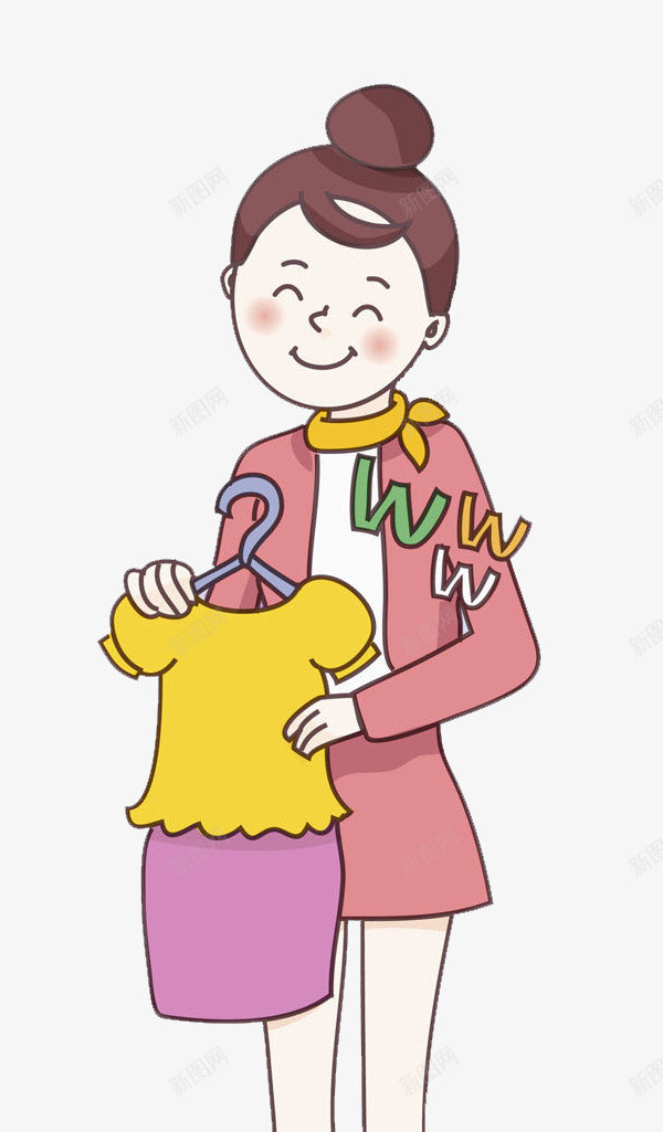 卖衣服的女孩png免抠素材_新图网 https://ixintu.com 卡通 售货员 女人 微笑的 漂亮的 黄色的