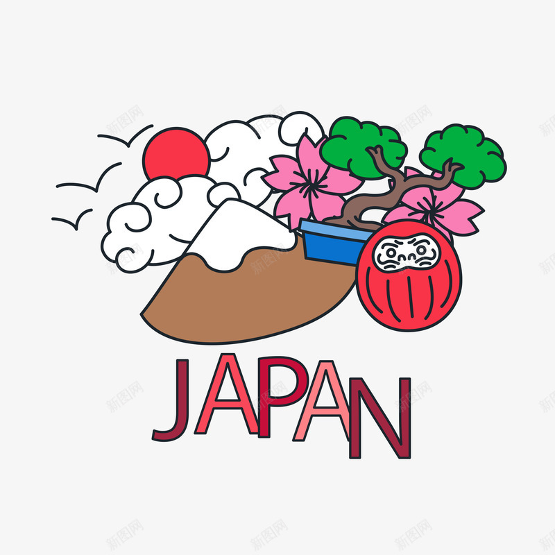 红色日式海报png免抠素材_新图网 https://ixintu.com 和风 日式 日式风格 日本 日本风 海报 素材