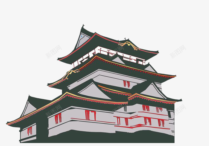 手绘日式房子png免抠素材_新图网 https://ixintu.com PNG图片 建筑 手绘 日式
