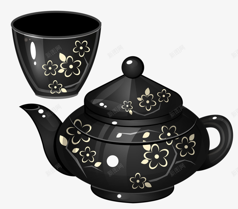 手绘日式和风茶壶png免抠素材_新图网 https://ixintu.com 和风 手绘 日式 茶壶 黑色
