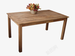 饭桌子家用简约风木桌子高清图片