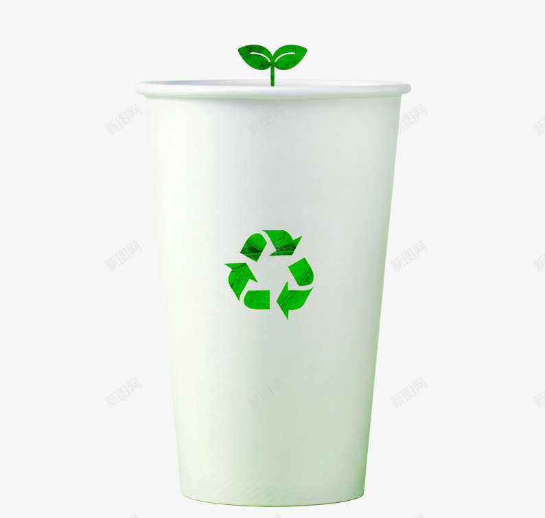 绿色回收站png免抠素材_新图网 https://ixintu.com 回收站 白色背景 箭头 纸杯 绿色回收