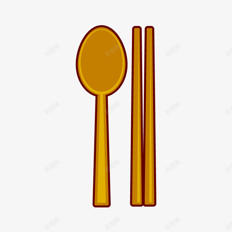 棕色木头吃饭餐具png免抠素材_新图网 https://ixintu.com 免抠图 勺子 效果图 棕色 筷子 装饰图 餐具