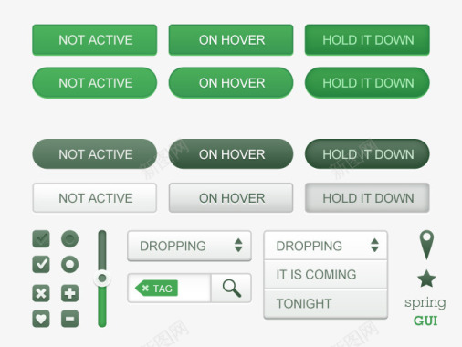 绿色UI工具包按钮图标图标