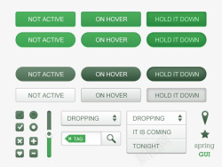 下拉菜单按钮绿色UI工具包按钮图标高清图片