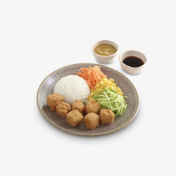 油炸豆腐块日式米饭套餐高清图片