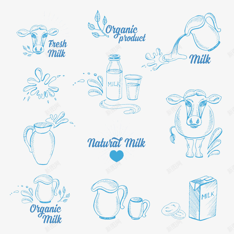 手绘牛奶杯子图标png_新图网 https://ixintu.com 牛奶 牛奶图形图标 牛奶标志